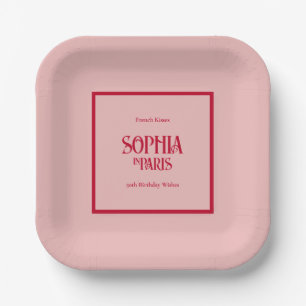 French Kisses & 50th Birthday Wishes Paris Party Paper Plate