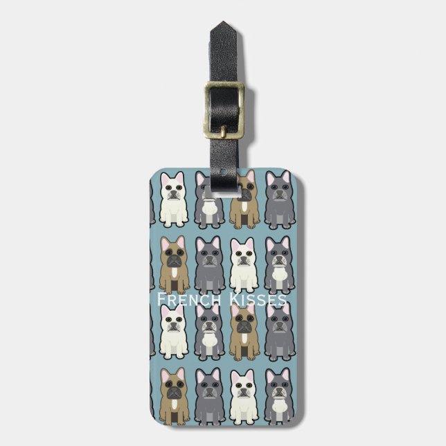 French Kisses, Frenchies Luggage Tag (Front Vertical)