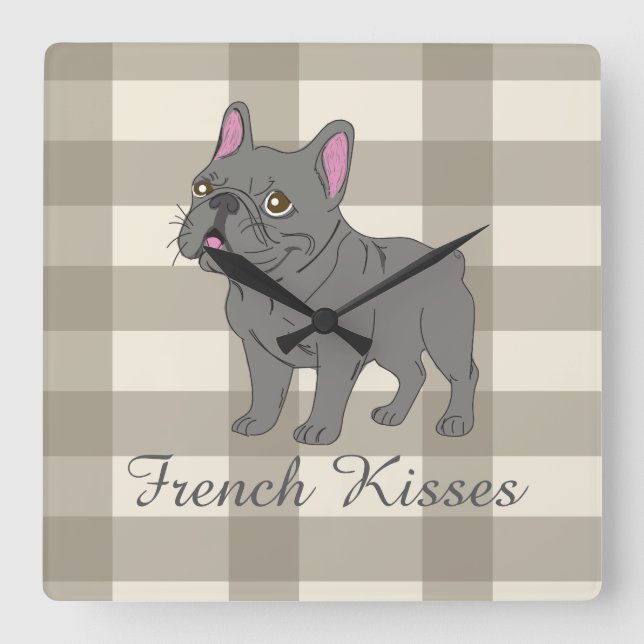 French Kisses Square Wall Clock (Front)