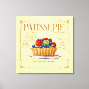 French Kitchen Decor Canvas, Colourful Fruit Tart