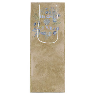 French La Mer Shells Coral gift Liquor Wine Bag