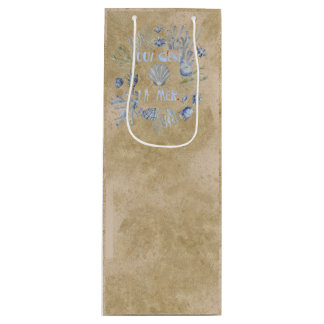 French La Mer Shells Coral gift Liquor Wine Bag