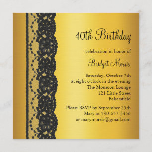 French Lace Birthday Invitation gold