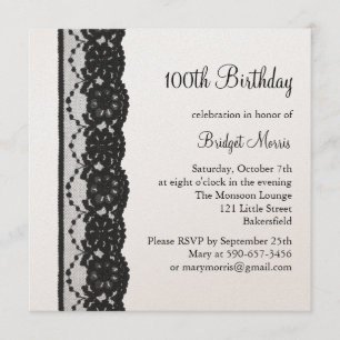French Lace Birthday Invitation on champagne