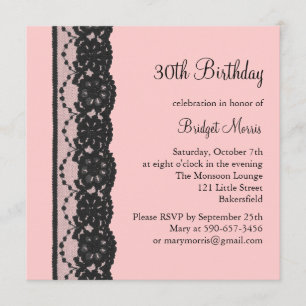 French Lace Birthday Invitation (pink)