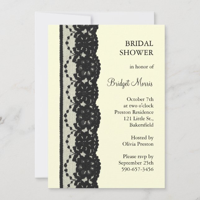 French Lace Bridal Shower (off white) Invitation (Front)