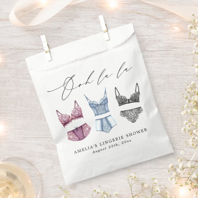French Lace Lingerie Bridal Shower Favour Bags (Clipped)