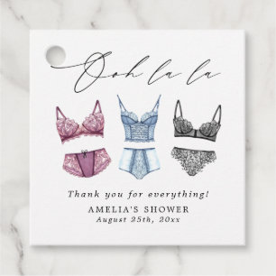 French Lace Lingerie Bridal Shower Favour Tags