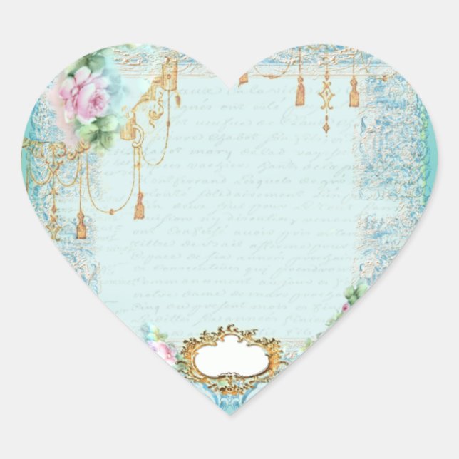 French Lace & Pink Roses Sticker Tags (Front)