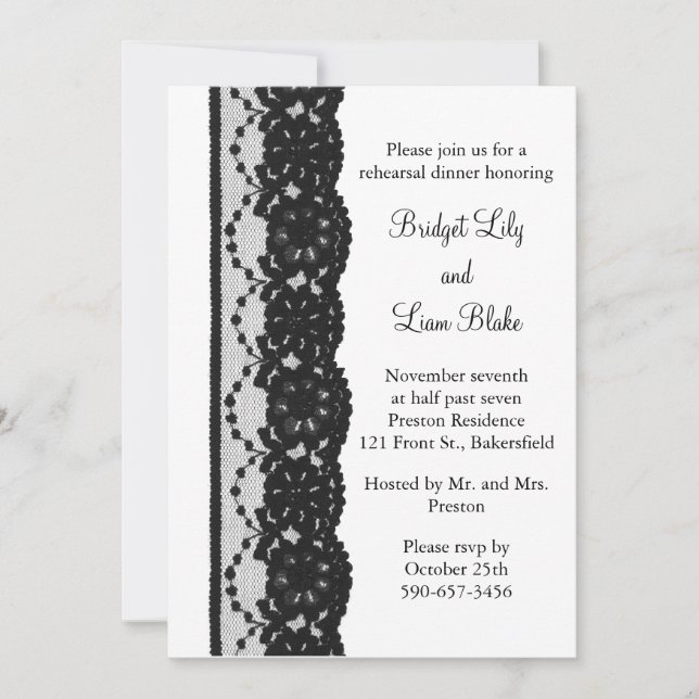 French Lace Rehearsal Dinner (white) Invitation (Front)