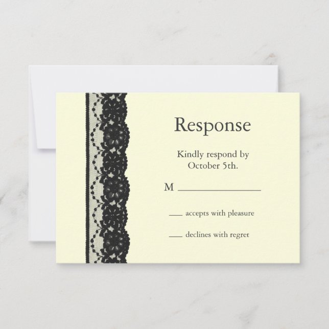 French Lace RSVP (ivory) Card (Front)