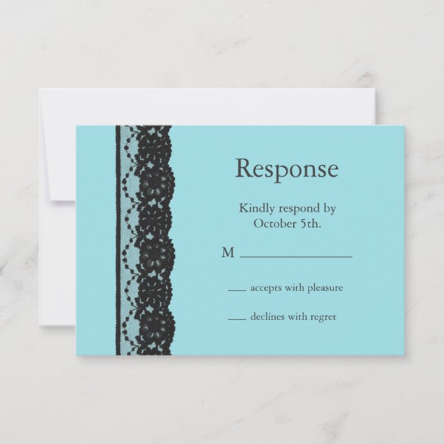 French Lace RSVP (turquoise) Card (Front)