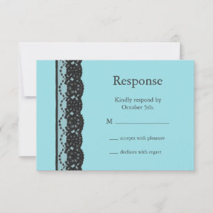 French Lace RSVP (turquoise) Card