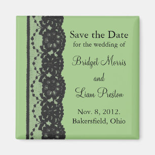 French Lace Save the Date Magnet (green)