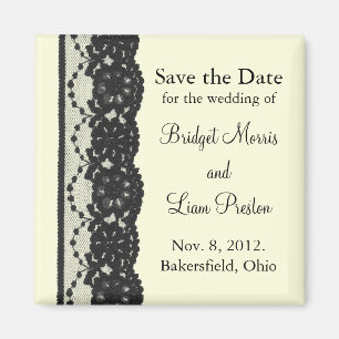 French Lace Save the Date Magnet (ivory)