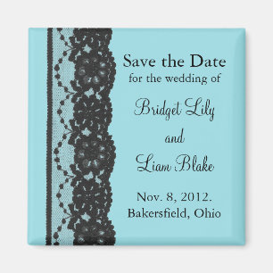 French Lace Save the Date Magnet (turquoise)