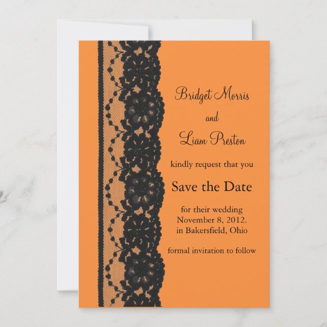French Lace Save the Date (orange) (Front)