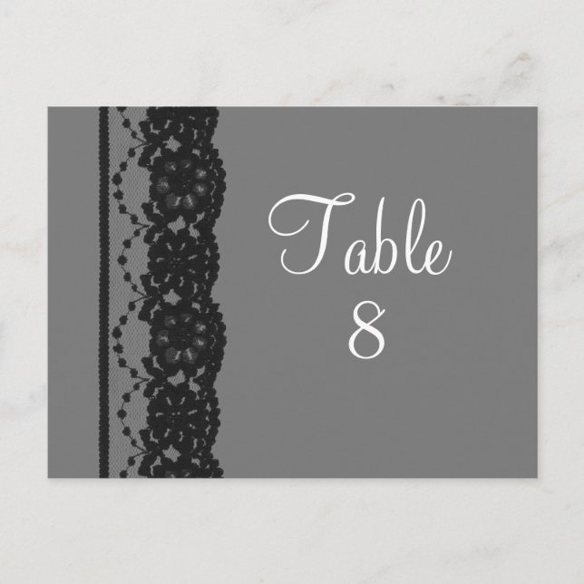 French Lace Table Number Postcard (grey) (Front)