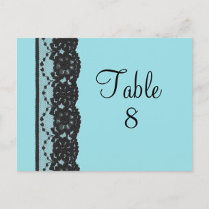 French Lace Table Numer Postcard (turquoise)