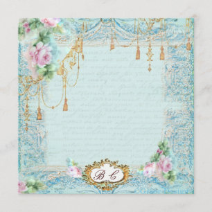 French Lace Tassels & Script Writing Invitation