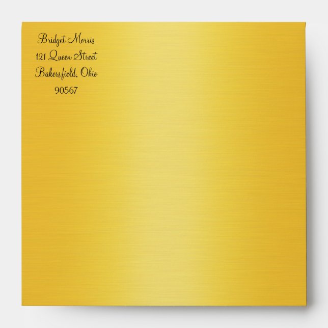 French Lace Wedding Invitation Envelope in gold (Front)