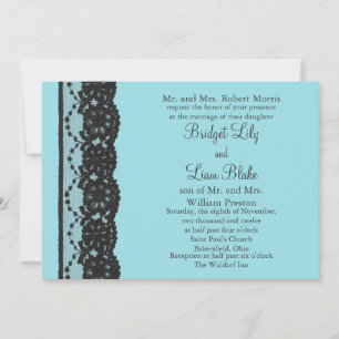 French Lace Wedding Invitation (turquoise)