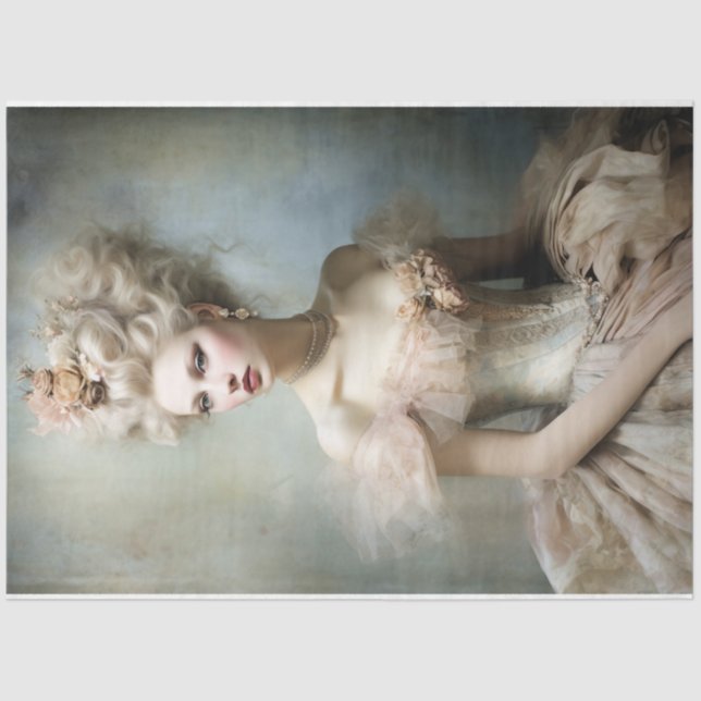 French Lady Old Fashioned Feminine Beauty Portrait Tissue Paper (Front)