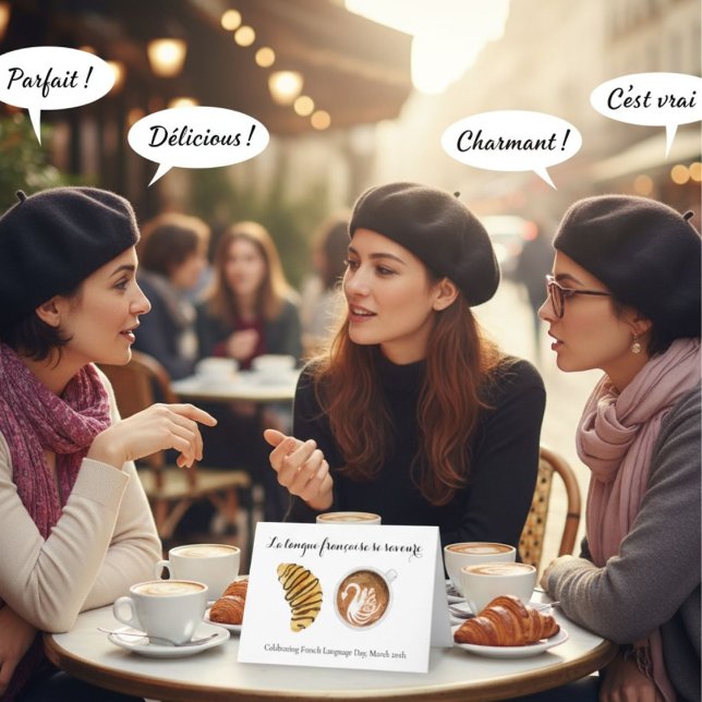French Language Day March 20 Croissant and Latte Card (Creator Uploaded)