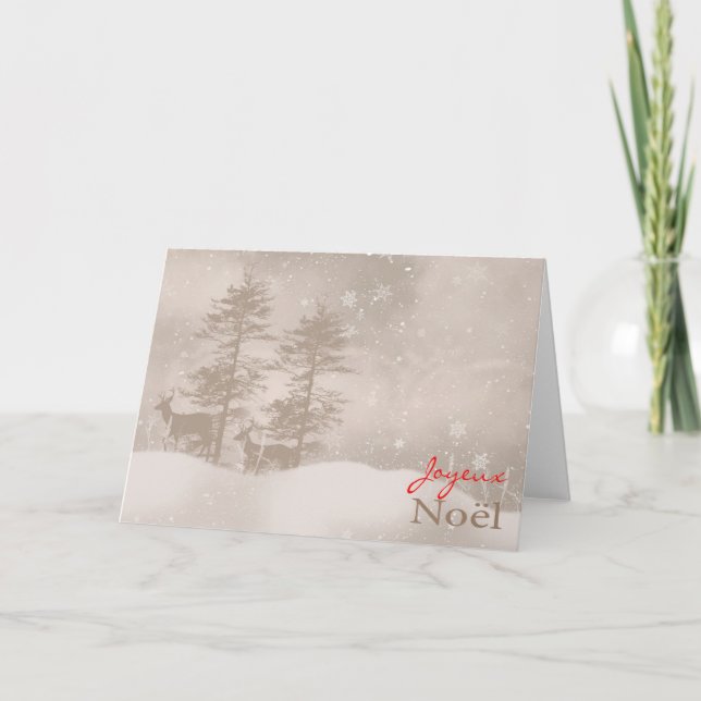 French Language Happy Holidays Stylish Christmas Holiday Card (Front)