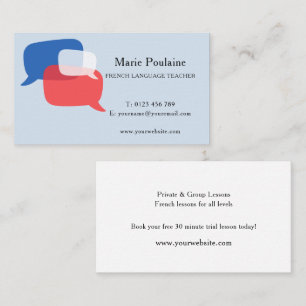 French Language Teacher Business Card