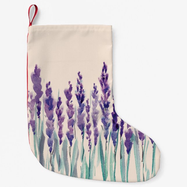 French lavander watercolor small christmas stocking (Front)