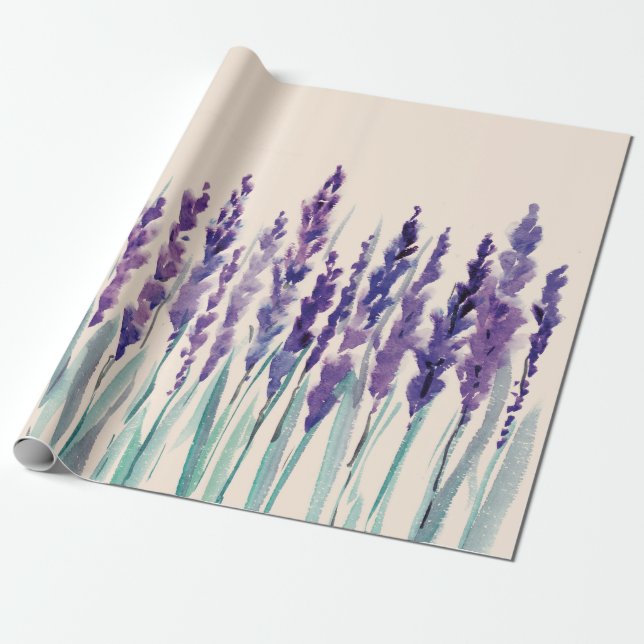 French lavander watercolor wrapping paper (Unrolled)