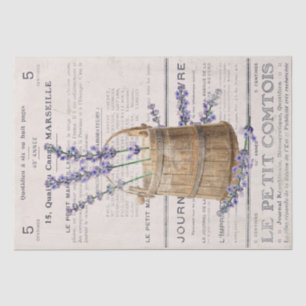 French Lavender Bloom Bucket Typography Decoupage Tissue Paper