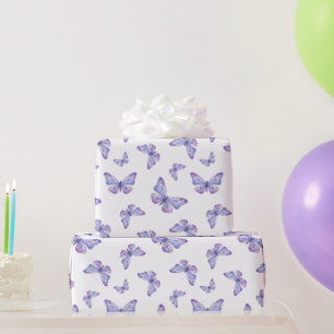 French Lavender Butterfly Pattern Wrapping Paper