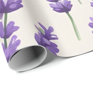 French Lavender Fields Watercolor Wrapping Paper