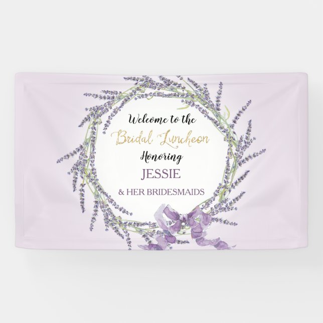 French Lavender Floral Wreath Bridal Luncheon Banner (Horizontal)