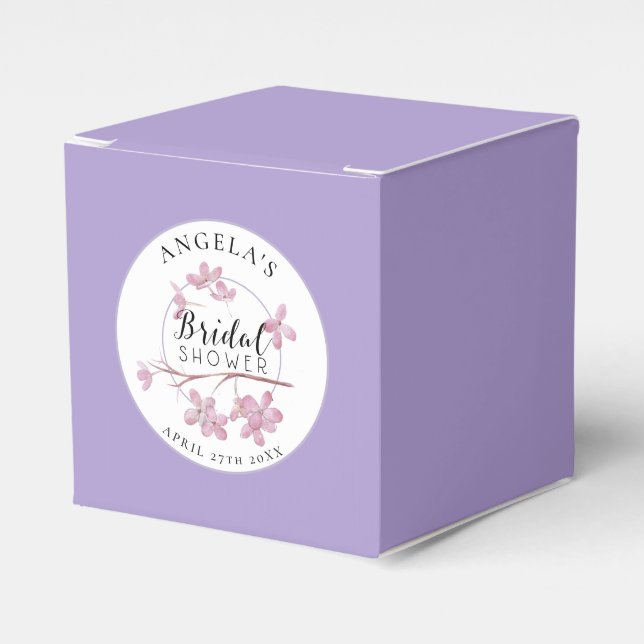 French Lavender Pink Lilac Bridal Shower  Favour Box (Front Side)