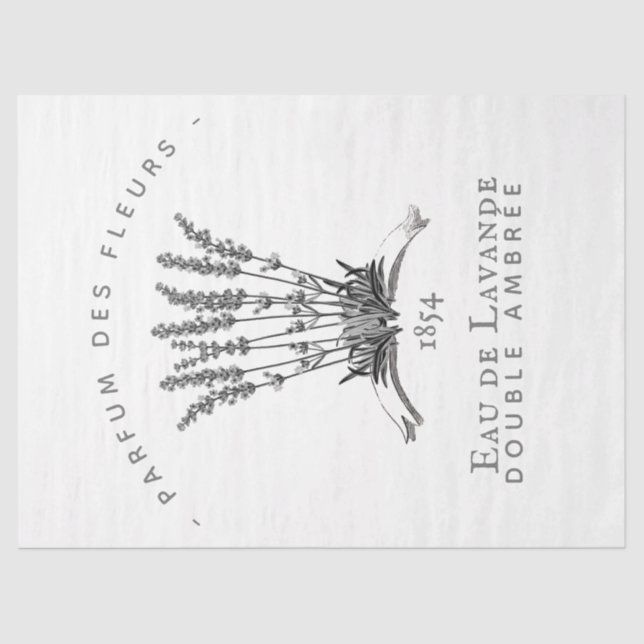 French Lavender Vintage Flower Logo Decoupage    Tissue Paper (Front)