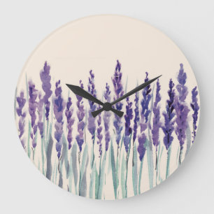 French Lavender: Watercolor Illustration Large Clock