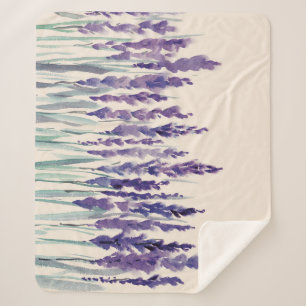 French Lavender: Watercolor Illustration Sherpa Blanket
