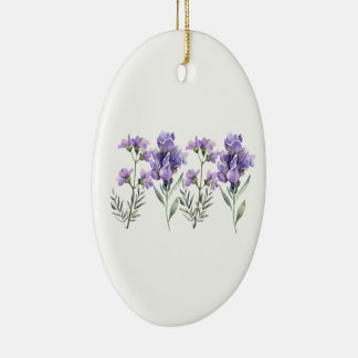 French Lavender Watercolour Pattern Ceramic Tree Decoration