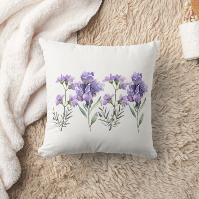 French Lavender Watercolour Pattern Cushion (Blanket)