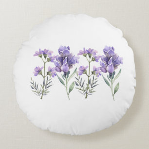French Lavender Watercolour Pattern Round Cushion