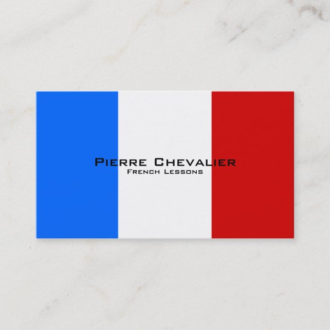French Lessons / French Teacher / Flag of France Business Card (Front)