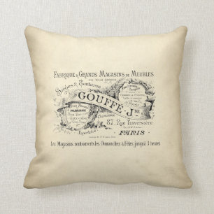 French Lettering on Parchment Cushion