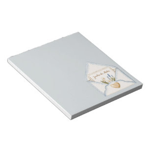 French Light Blue Cream Envelope Heart Floral Notepad