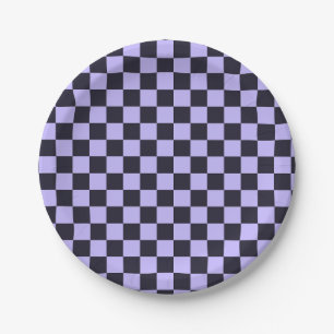 French lilac chequerboard pattern paper plate