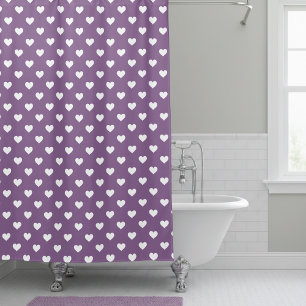 French Lilac Modern Hearts Pattern Shower Curtain