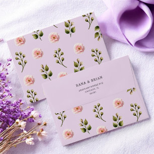 French Lilac Watercolor Floral Elegant Spring Envelope