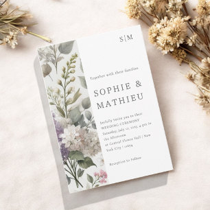 French Lilac Watercolor Floral Elegant Spring  Save The Date